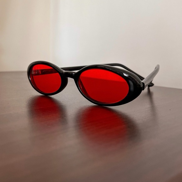 Black/Red retro sunglasses - Picture 2 of 5